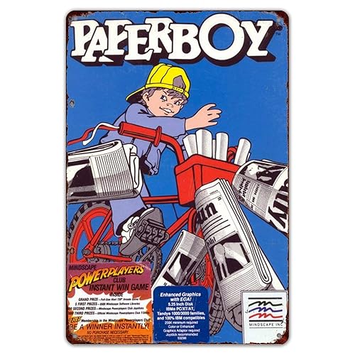 HomDeo Tin Sign 8" x 12" for Home Ranch Wine Cellar Bar Patio Metal Signs Vintage Paperboy Video Game Ad Arcade Gaming Retro Look Novelty Wall Decor