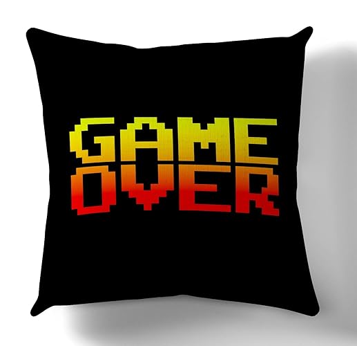 FAVDEC Decorative Gaming Pillow Cover 18 Inches x 18 Inches, Throw Pillow Cover with Game Over Pattern,Cover only