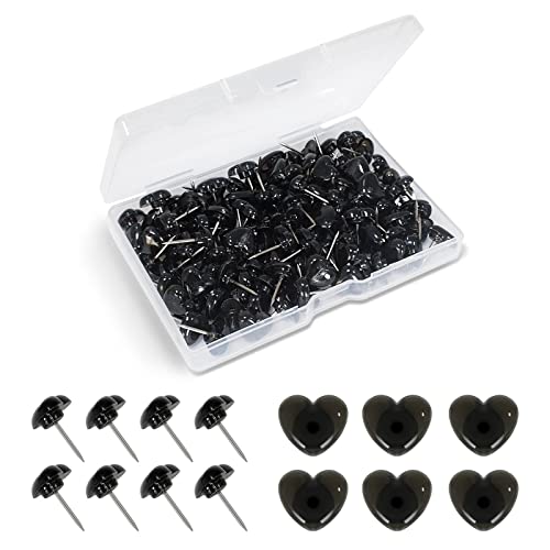 Black Heart Push Pins,120-count Decorative Push Pins for Cork Board Plastic Thumb Tacks Steel Cute Push Pins for Bulletin Board Photo Wall Picture Maps Posters Note Home Office Supplies - Black Heart Push Pin