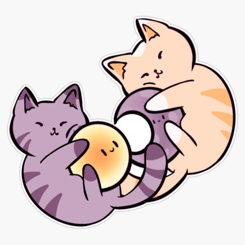 Sun And Moon Pastel Kittens Waterproof Vinyl Window Bumper Sticker Decal 5"