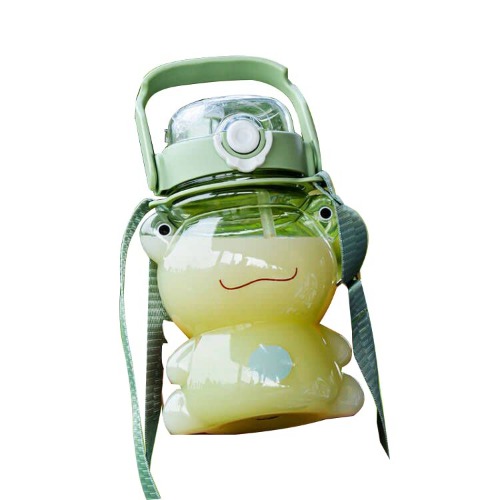 Jianghehaihai Cute Frog Water Bottle Portable Large Clear Sports Water Bottles with Straw and Strap 29oz for Girls,Women