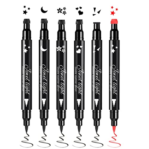 Pinkiou Eyeliner Pen with Eye Makeup Stamp Waterproof Double Sided Long Lasting Seal Eyeliner (6 in 1) - 6 in 1