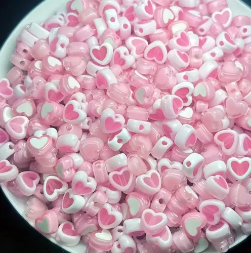100pck Mixed Heart Beads