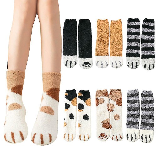 Meow socks in fleece 6 pcks 