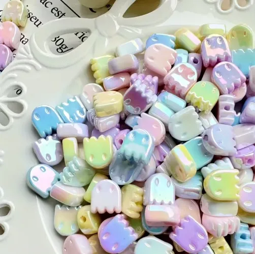 45pcs Acrylic Ghost Beads