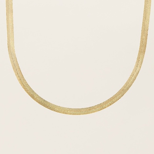 14k Solid Gold Herringbone Chain Necklace - Yellow Gold / 2.2MM