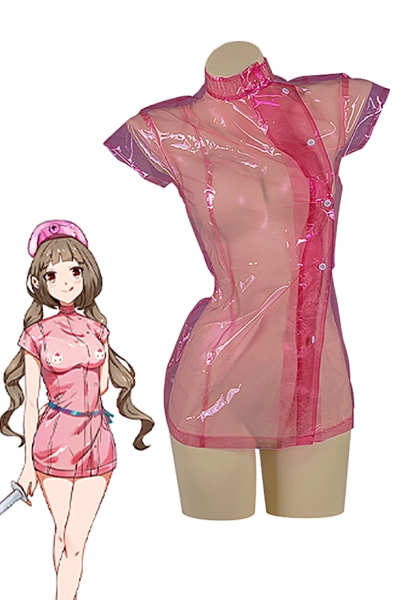 Kawaii Nurse Sexy Lingerie Set Pink Transparent Coat Uniform Dress with Hat