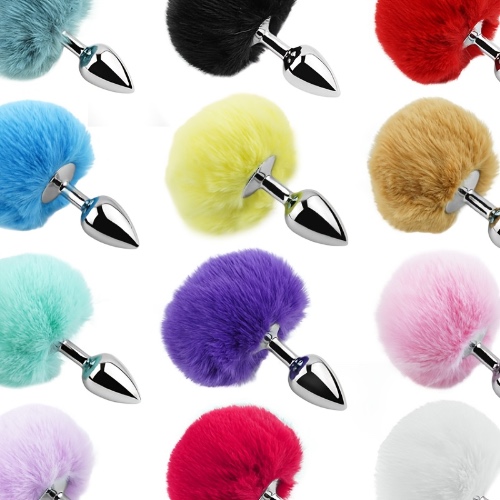 Rabbit Tail Cosplay Metal Anal Plug, Plush Cute Bunny Tail Butt Plug Dildo Roleplay Costume Adult Supplies Couple Sex Game Alternative Sexy Toys For Women Men Pleasure