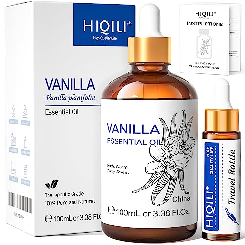 HIQILI Vanilla Essential Oil-Strong Fragrance and Lasting for Diffuser,Body Bath,Candle Making -3.38 Fl Oz - Vanilla - 3.38 Fl Oz (Pack of 1)