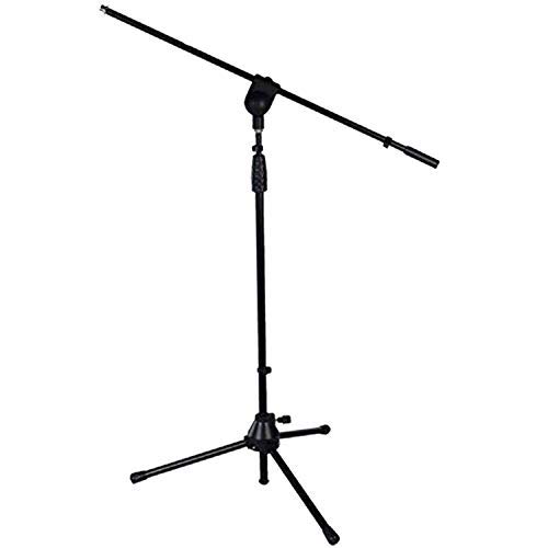 LyxPro Microphone Stand Boom Arm Tilting Rotating Floor Podium Stage or Studio Strong Durable And Foldable Height 38.5"- 66" Extends Arm to 29 3/8" Comes With 3/8" and 5/8" mount Adapter - 1 Pack