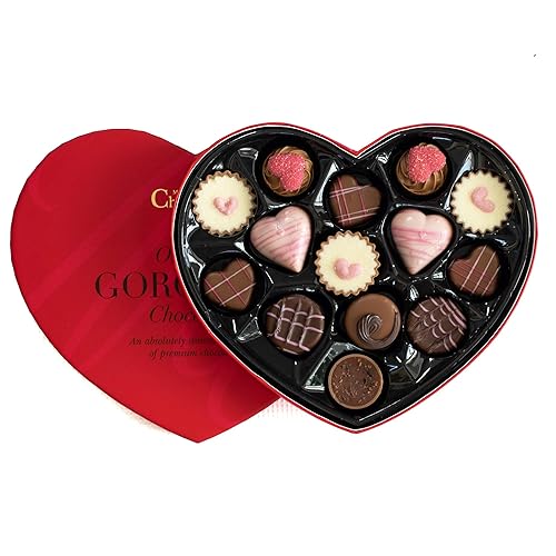 Valentinstag-Pralinen - in einer herzförmigen Schachtel - Pralinen Geschenkbox - Romantisch Schokolade Geschenk (Rot)