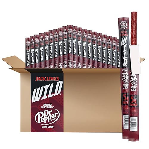 Jack Link's Wild Snack Sticks – Dr. Pepper Inspired Flavors – Individually Wrapped Sticks with 5g of Protein, Inspired by the Flavors of Dr. Pepper – 1 Oz. (20 Count) - Dr. Pepper