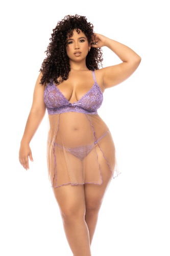 Mapale 7540X Plus Size Verona Babydoll - 3/4X / Lilac/Nude
