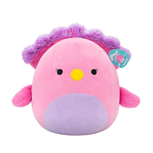 Squishmallows Original 14in Sweetpea The Pink and Purple Peacock – Official Jazwares Plush (Large) - Purple Peacock