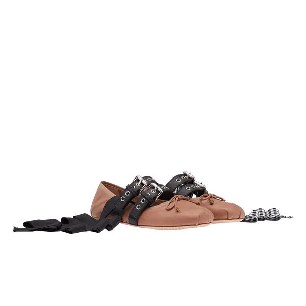 Leather Ballerinas with Belts