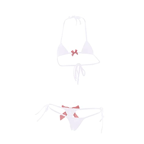 ABAFIP Womens Micro Tanning Bikini Kawaiii Anime Lingerie set Tiny Bra  Thong Panty Bottom Extreme Swimwear