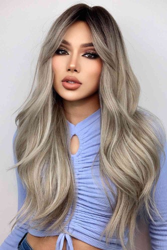 Full Machine Long Wave Wigs 26'' - Ash Blonde Balayage / One Size