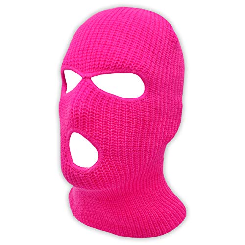 3 Hole Knitted Full Face Ski Mask Winter Balaclava Face Cover for Outdoor Sports - One Size-4X-Large - Hot Pink