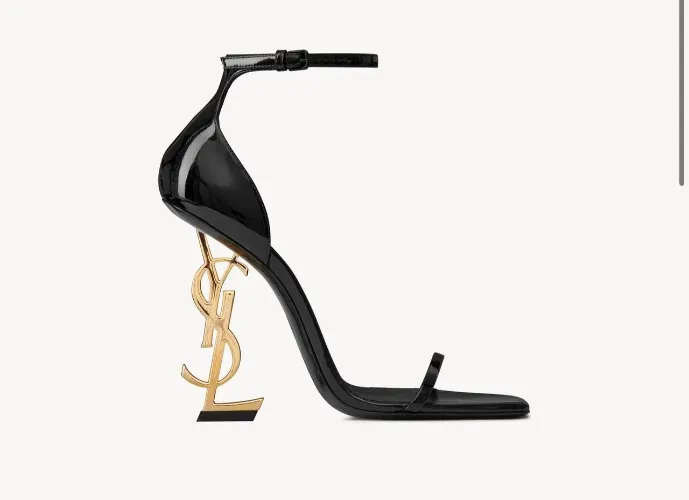 Saint Laurent Sandalo Con Tacco Dorato