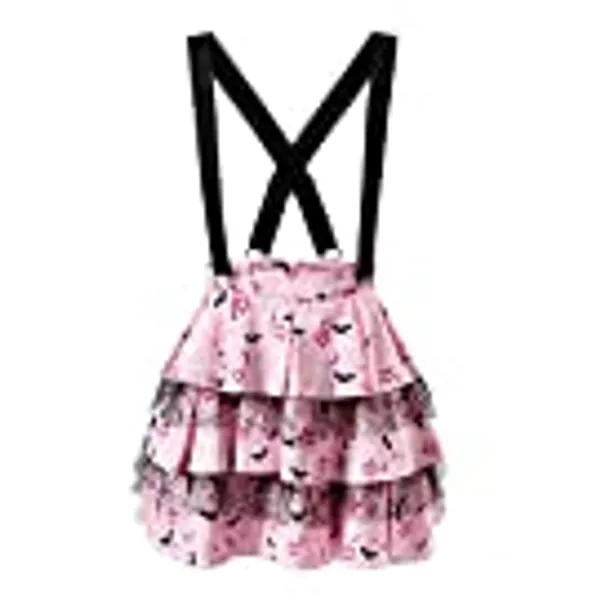 Littleforbig Pleated Overall Ruffle Tiered Skirt Romper - Goth Princess Jumper Skirt