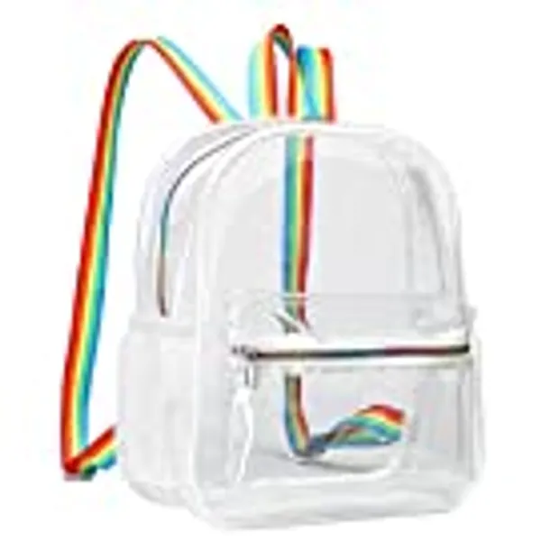 F-color Clear Backpack, Large Clear Backpack Heavy Duty PVC Transparent Clear Bag for Stadium, School