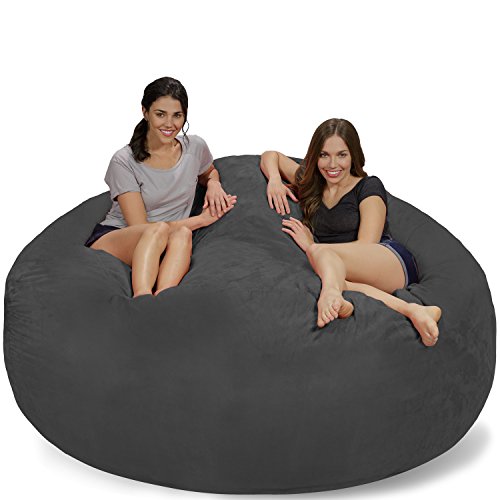 Chill Sack Bean Bags Large Bean Bag, 7-Feet, Charcoal Micro Suede - Microsuede -Charcoal - Chair