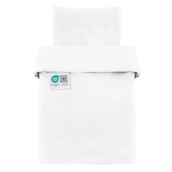 MAKIAN Baby Bettwäsche Set - 80x80 cm / 35x40 cm - 2-teilige Kinderbettwäsche (Deckenbezug, Kissenbezug) aus 100% Baumwolle - passend für Babybett, Stubenwagen, Kinderwagen (Weiß)