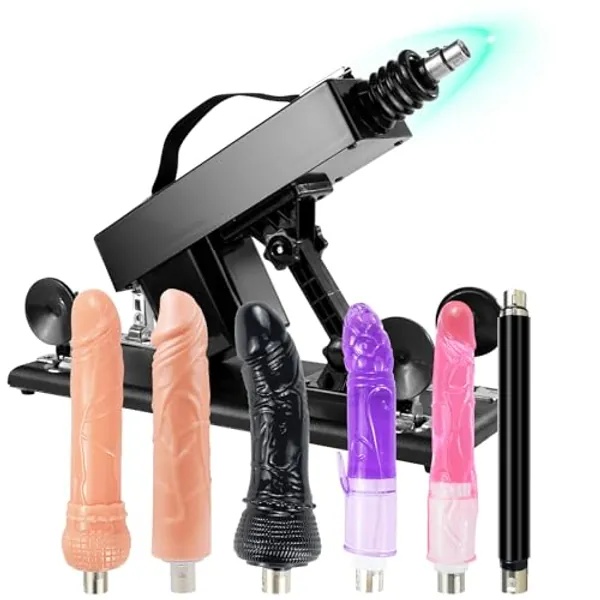 Sex Machine Gun Thrusting Sex Machine Automatic Thrust Dildo Move 400 Times/Minute Speed Adjust Thrusting Dildo Sex Machine for Women and Men Sex Toy with 3XLR Attachments Sex Thrusting Machine