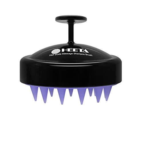 HEETA Scalp Massager Hair Growth, Scalp Scrubber with Soft Silicone Bristles for Hair Growth & Dandruff Removal, Hair Shampoo Brush for Scalp Exfoliator, Black - 01-black