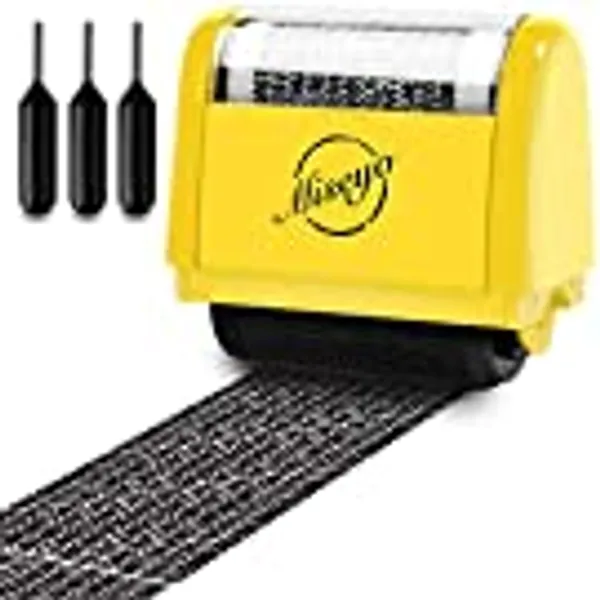 Miseyo Wide Roller Stamp Identity Theft Stamp 1.5 Inch Perfect for Privacy Protection - Yellow(Including 3 Refills)