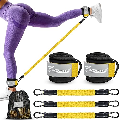 Resistance Bands Set, Ankle weights Resistance Bands with Cuffs, Glutes Workout Equipment, Legs Resistance Bands with Ankle Strap for Women & Men, Home Gym Exercise Equipment - Yellow