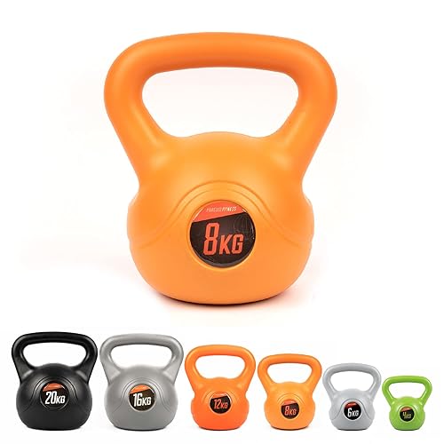 Phoenix Fitness 4KG, 6KG. 8KG, 12KG, 16KG and 20KG Kettlebell - Heavy Weight Kettle Bell for Strength Cardio Training - Kettlebells for Home and Gym Fitness Workout for Bodybuilding Weight Lifting - 8.0 kg - 8kg - Orange
