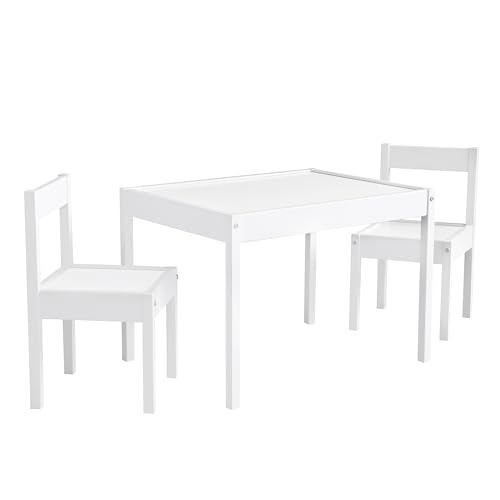 Baby Relax Hunter 3-Piece Kiddy Table & Chair Kids Set, White - White - 3-Piece Set