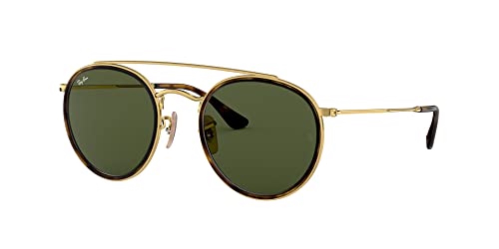 Ray-Ban Women's RB3647n Double Bridge Round Sunglasses - Gold/G-15 Green 51 Millimeters