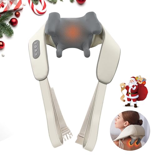 Neck Massager with Heat, Electric Deep Tissue 6D Kneading Massage, Cordless Shiatsu Neck and Back Massage Pillow for Neck, Shoulder and Leg Relaxtion, Gifts for Men Women - Brown