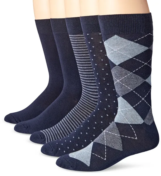 Amazon Essentials Men's Patterned Dress Socks, Pack of 5
