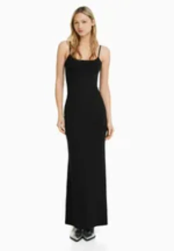 LONG FITTED STRAPPY - Robe longue - black