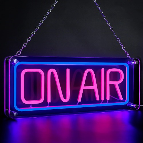 XIYUNTE ON AIR Neon Sign, USB Powered LED Neon ON AIR Signs with Switch, Double-Layer Acrylic Pink/Blue On Air Box Sign with Metal Chain, On Air Sign Light up for Bedroom, Bar, Studio, Office, Shop