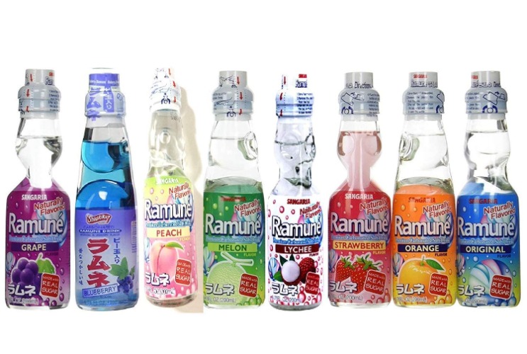 Ramune Japanese Soda Drinks Gift Set 8 Variety Pack Additional 3 Pack Ginger Honey Crystals