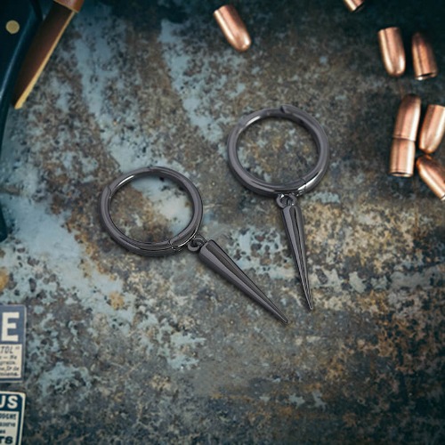 Rivet Sterling Silver Punk Earrings - Black / A Pair