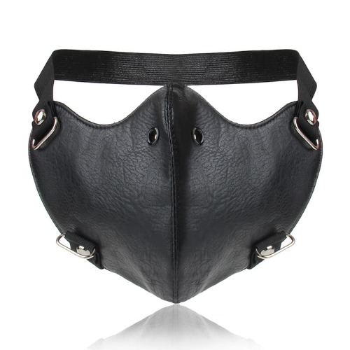 Punk Style Leather Half Facemask - Black