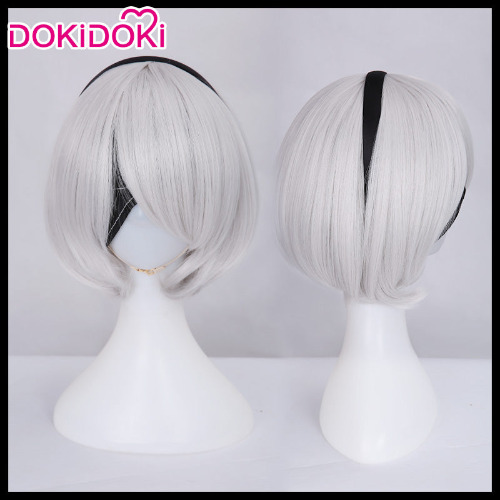 【Ready For Ship】DokiDoki Cosplay Game NieR:Automata 2B Cosplay Wig YoRHa No. 2 Type B Women Short White Heat Resistant Hair | 2B