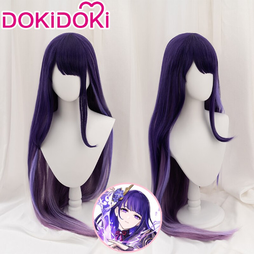 【Ready For Ship】DokiDoki Game Genshin Impact Cosplay Boss Version Raiden Shogun Baal  Wig  Beelzebul Wig Long Purple Wig | Raiden