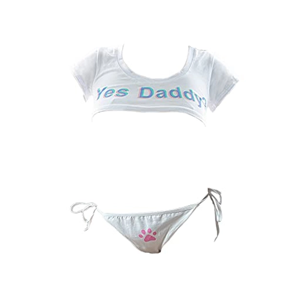 Japanese Lingerie Sexy Crop Top Cheeky Underwear Anime Cosplay Underwear Set