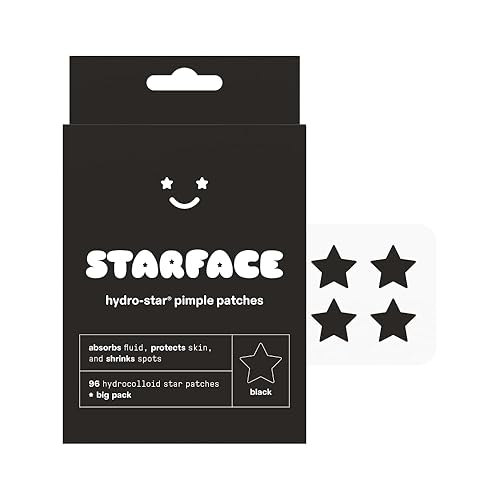 Starface Black Star BIG PACK, Hydrocolloid Pimple Patches, Absorb Fluid and Reduce Redness, Cute Star Shape, Cruelty-Free Skincare (96 Count) - Regular - Black Hydrocolloid Stars