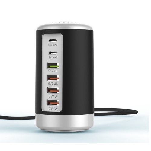 Tower USB With 6 High Speed Charging Ports - WHITE TOWER