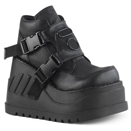 Demonia Stomp-15 | Black Vegan Leather / 7