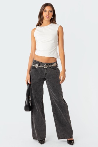 Raelynn Washed Low Rise Jeans | BLACK WASHED / S