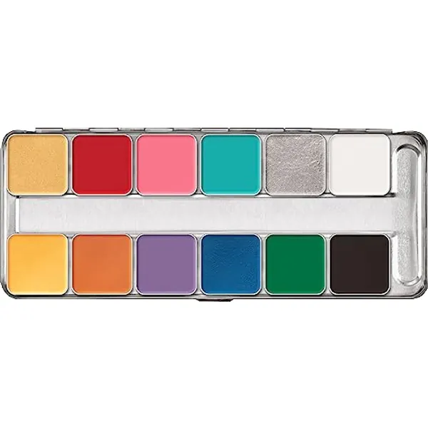 Kryolan Pintura Water Color Palette de maquillage Pintura 1-12 couleurs, lavable, végétalien, sans parfum ni paraben, sans gluten – Idéal pour le maquillage des enfants, les fêtes, le carnaval,