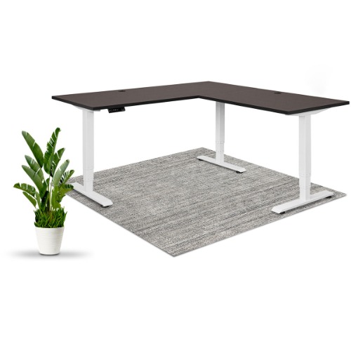 Executive Standing Corner Desk - L Shaped - Large 71" × 71" / White / Oak Black